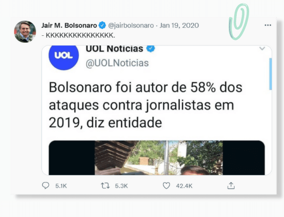  Aluna analisa ataques de Bolsonaro contra jornalistas no Twitter