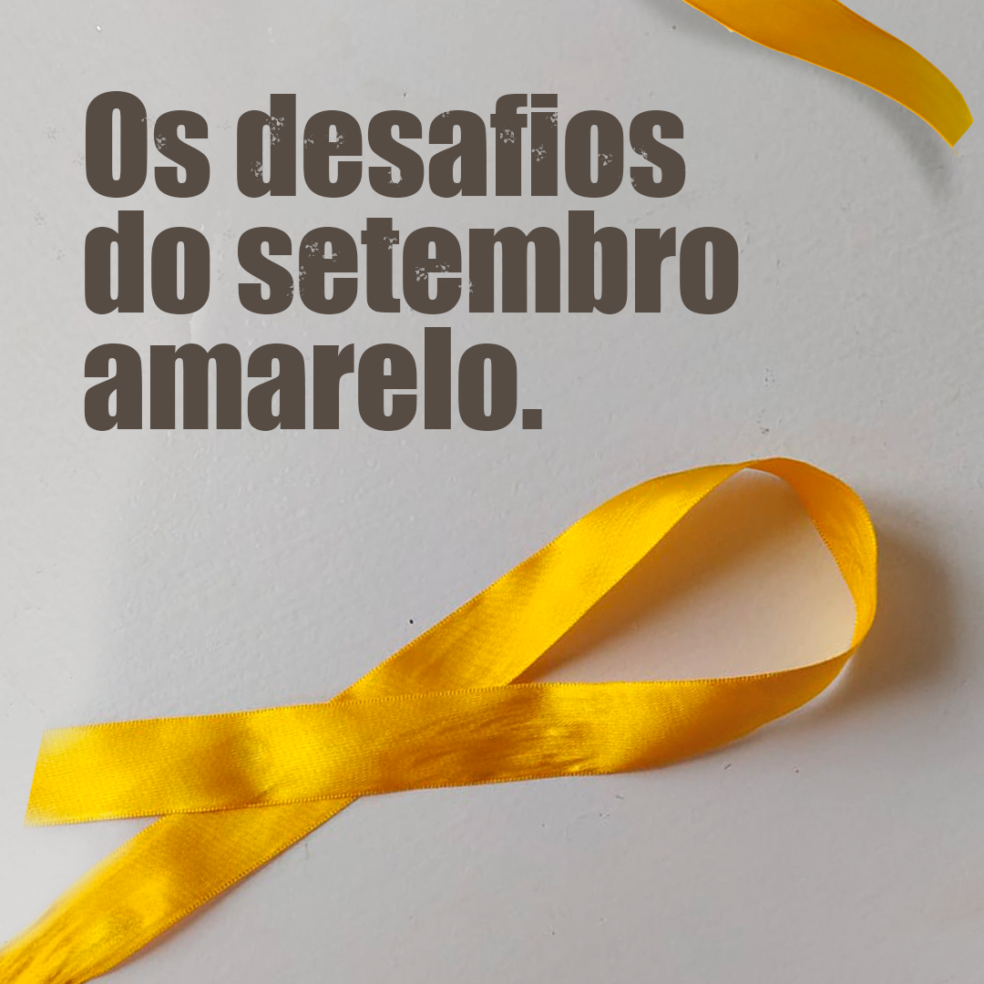 imagem escrita desafios do setembro amarelo com fita amarela um tanto amassada.